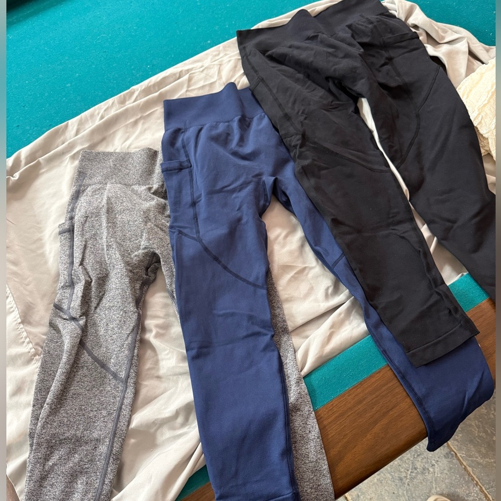 SHEIN Women Leggings Bundle - Black, Blue, and Gray